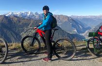 Our reporter, Hannah Brown, e-biking in Verbier.