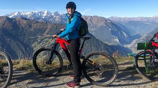 Our reporter, Hannah Brown, e-biking in Verbier.