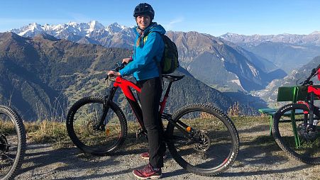 Our reporter, Hannah Brown, e-biking in Verbier.