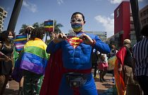 Dominik Cumhuriyeti'nde superman kostümü giymiş bir kişi (arşiv)