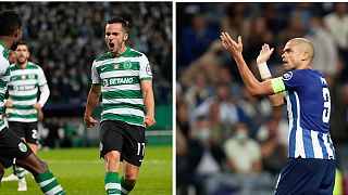 Pablo Sarabia festeja mais um golo pelo Sporting, Pepe aplaude equipa do FC Porto