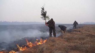 Пожарные борются с огнём в Магаданской области