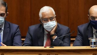 Prime Minister Antonio Costa listens during a debate at the Portuguese Parliament.