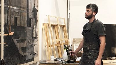 Graham Martin working in his studio