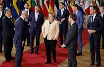 Die Staats- und Regierungschefs der EU posieren während eines Gruppenfotos auf einem EU-Gipfel in Brüssel, 21. Oktober 2021.
