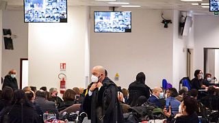 L'immense salle d'audience du maxi-procès de la mafia 'Ndragheta, Lamezia Terme, Italie, le 13 janvier 2021