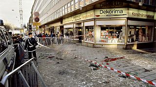 Photo dated of March 1986, of the place where Swedish Prime Minister Olof Palme was killed overnight 28 February 1986 by a lone gunner in central Stockholm.