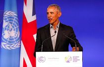 Former U.S. President Barack Obama speaks during the COP26 U.N. Climate Summit 