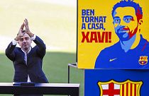 Xavi Hernández, nuevo entrenador del FC Barcelona, en su presentación oficial en el Camp Nou.
