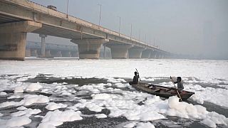 Une mousse blanche toxique recouvre la rivière Yamuna en Inde (Novembre 2021)