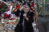 Wanda Traczyk-Stawska aux commémorations du 77e anniversaire du soulèvement de Varsovie, le 1er août 2021. 