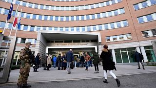 A view of Brescia's court, northern Italy, where the trial starts.