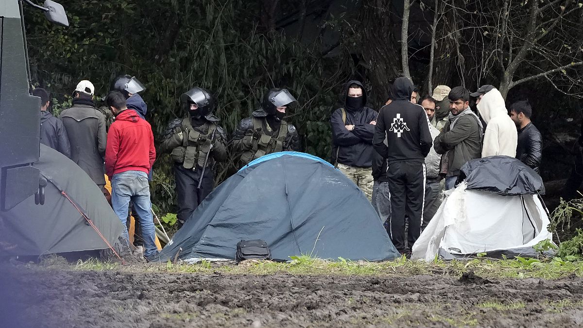 Belarus-Polonya sınırında çadır kuran göçmenler 