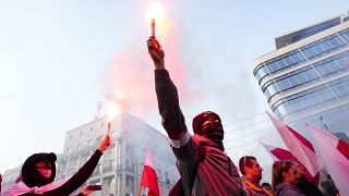 Protesters attend in the annual Independence Day march in Warsaw