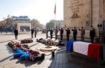 Macron alla tomba del Milite Ignoto per l'Armistizio