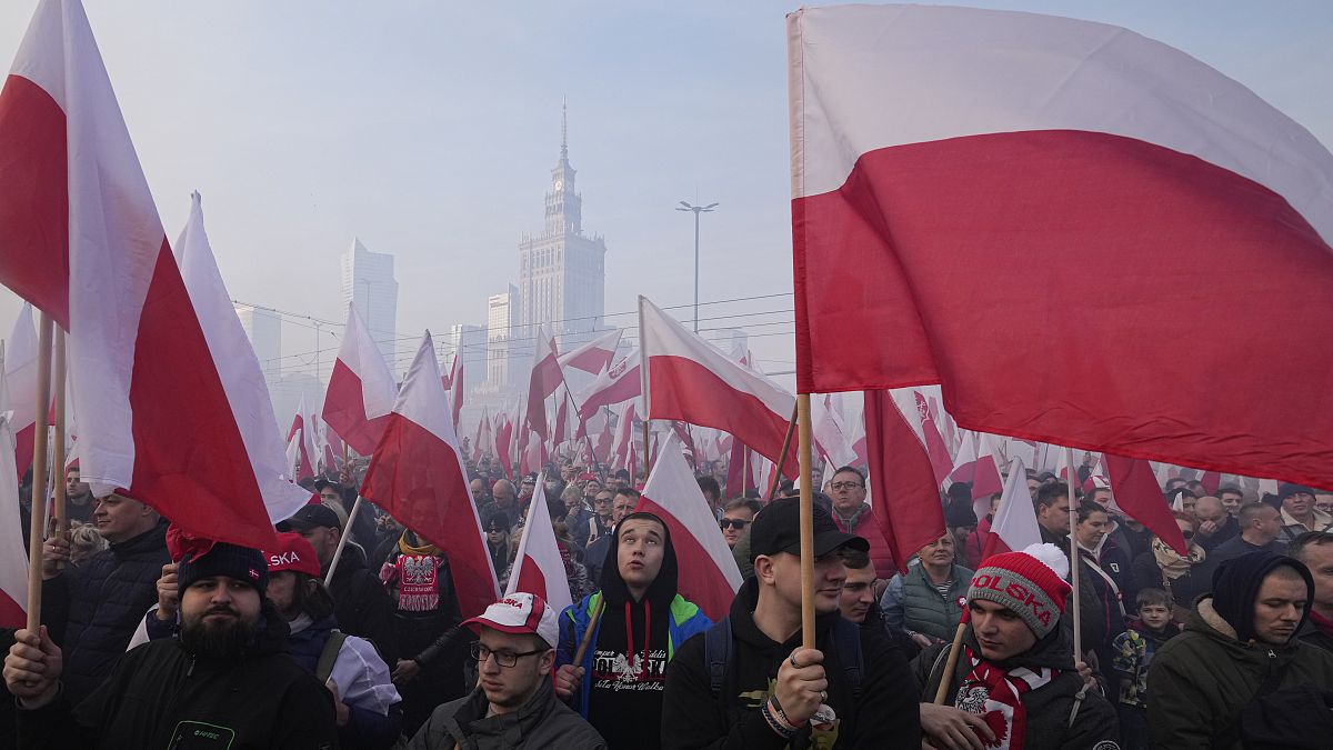 Manifestantes nacionalistas en Varsovia en el Día de la Independencia
