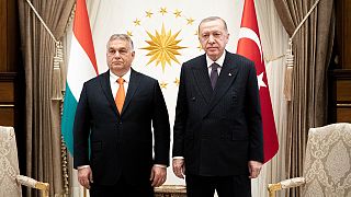 rbán Viktor kormányfő és Recep Tayyip Erdogan török elnöktalálkozója az ankarai elnöki palotában 2021. november 11-én