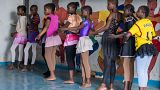 Children learning ballet at Project Elimu, in Kibera, Kenya  