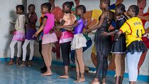 Children learning ballet at Project Elimu, in Kibera, Kenya