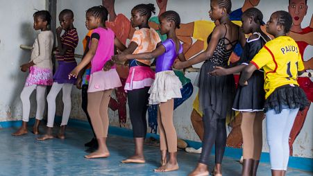 Children learning ballet at Project Elimu, in Kibera, Kenya