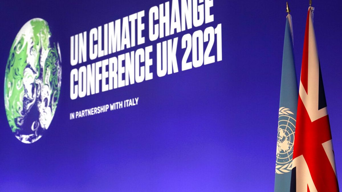 غرفة الاجتماعات قبل الافتتاح الإجرائي لقمة المناخ COP26 للأمم المتحدة في غلاسكو، اسكتلندا، الأحد 31 أكتوبر 2021. 