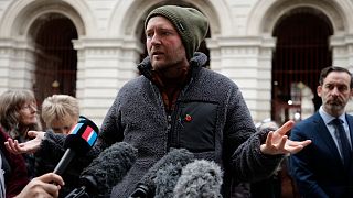 Richard Ratcliffe, husband of detained charity worker Nazanin Zaghari-Ratcliffe, talks to the media following a meeting at the UK foreign office in London.
