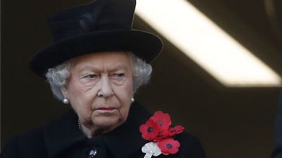 FILE - Britain's Queen Elizabeth II attends the Remembrance Sunday ceremony at the Cenotaph in London, on Nov. 11, 2018.