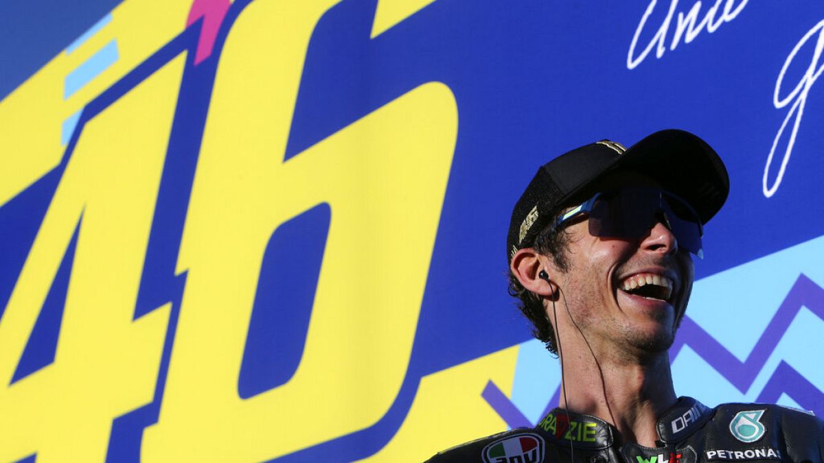 MotoGP rider Valentino Rossi of Italy smiles after the Valencia Motorcycle Grand Prix,