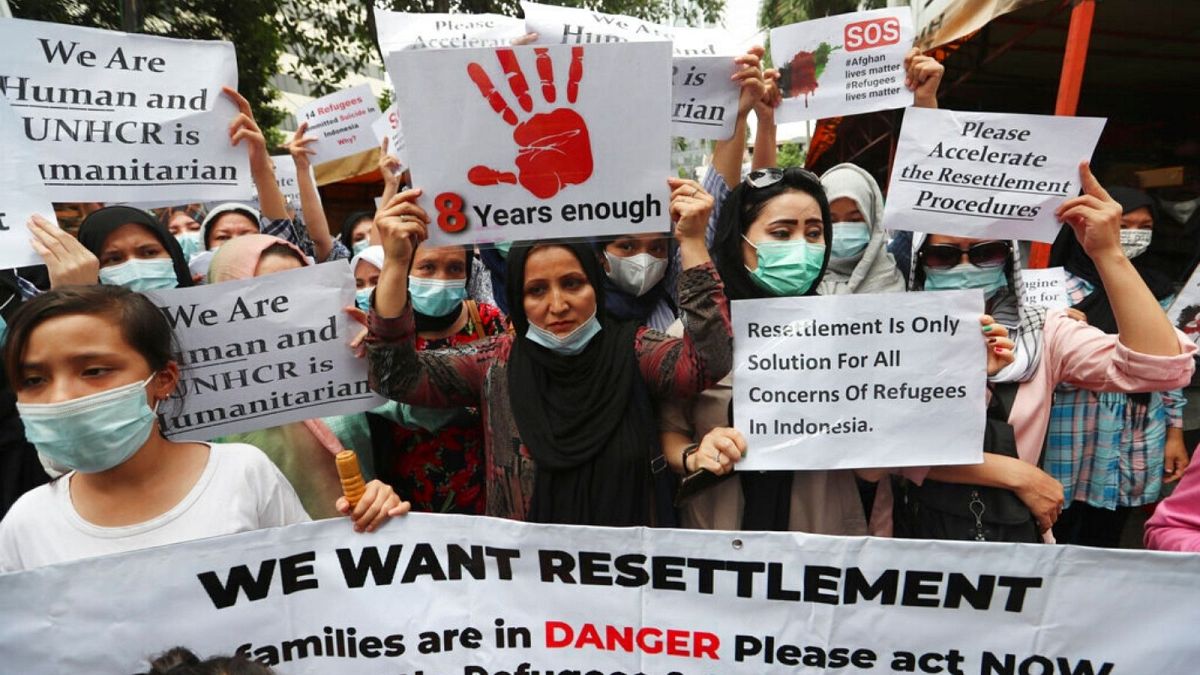 تظاهرات پناهجویان افغان در اندونزی