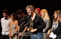 French film director Samuel Theis, whose film Petite Nature' triumphed in Greece, accepting the 'Valois des etudiants francophones' award in August 2021