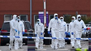 Police scientifique sur les lieux de l'explosion du taxi à Liverpool, 14 novembre 2021