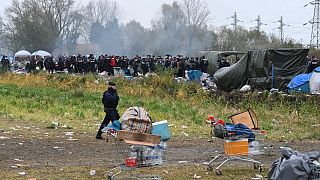 Archives : le camp de migrants de la Grande-Synthe (nord de la France), le 12/05/2021