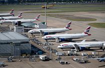 British Airways jets are seen at Heathrow Airport June 13, 2021.