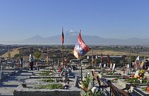 Un cimetière de soldats arméniens tués dans le conflit au Haut-Karabakh (septembre 2021)