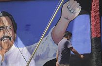 Ortega-freskó Managuában, az elnökválasztás napján