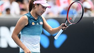 China's Peng Shuai reacts after a point against Canada's Eugenie Bouchard during their women's singles match at the Australian Open tennis tournament on January 15, 2019.