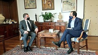 Ο Υπουργός Εξωτερικών της Κύπρου Νίκος Χριστοδουλίδης με τον Τζον Άντριλ, αντιπρόεδρο της Exxon Mobil