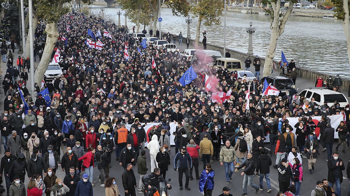 Акция сторонников Михаила Саакашвили в Тбилиси 15 ноября 2021