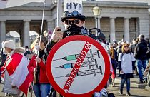 Impfgegner bei Protest gegen die Corona-Regeln in Wien