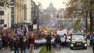 تظاهرات در بروکسل در دفاع از آزادی و مخالفت با محدودیت‌های جدید ضدکرونا