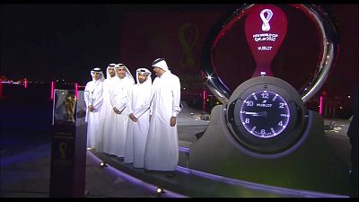 Die Enthüllung des WM-Countdowns fand vor der Skyline Dohas statt