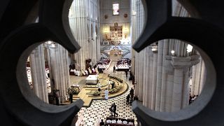 A general view of St. Maria la Real de la Almudena Cathedral in Madrid