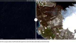 Imagen de la costa de La Palma tomada por el satélite Sentinel 1