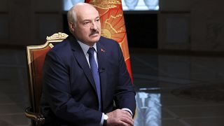 Aljakszandr Lukasenka interjút ad a BBC-nek Minszkben 2021. november 19-én