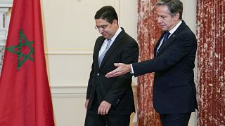   وزير الخارجية الأميركي أنتوني بلينكن برفقة نظيره المغربي ناصر بوريطة