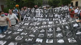 Imagen de un manifestación de familiares de desaparecidos en Colombia