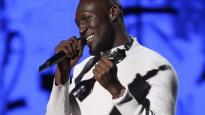 Rapper Stormzy accepts his award for British Male of the Year at the 2020 BRITs