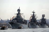 سفن حربية روسية في ميناء سيفاستوبول 