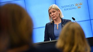 L'éphémère cheffe du gouvernement suédois Magdalena Andersson, le 24 novembre 2021 à Stockholm