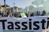 Los taxistas se manifiestan durante una huelga nacional, 24/11/2021, Roma, Italia